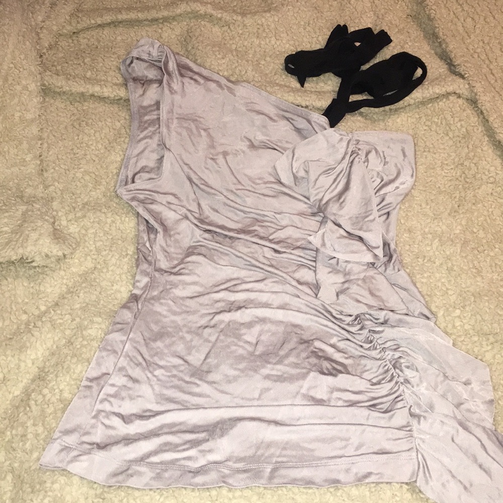 One shoulder tie up blouse